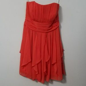 Fire! David's Bridal coral red strapless dress, 14